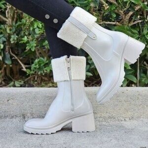 Women's Chunky Block Heel Ankle Boots Gray Color